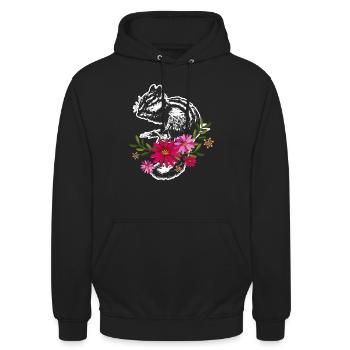 Chipmunk With Flowers - Unisex Hoodie - black - Front - Alina (178cm) & Michal (187cm)