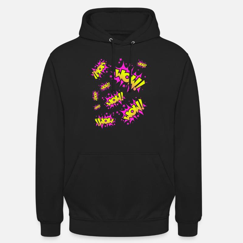 Neongelb Pink WOW! - Unisex Hoodie - Schwarz