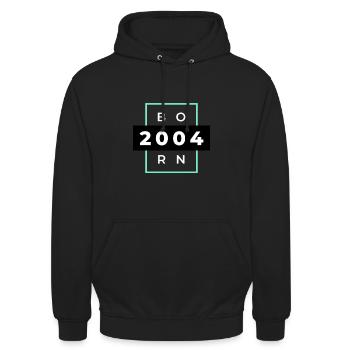 Born 2004 - Unisex Hoodie - black - Front - Alina (178cm) & Michal (187cm)