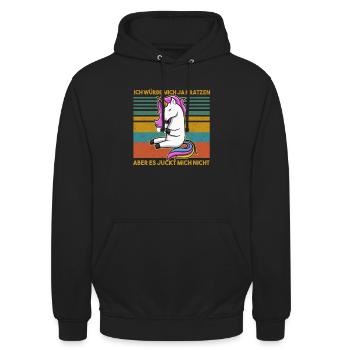 Es Juckt Mich Nicht Einhorn Büro Bürohumor - Unisex Hoodie - Schwarz - Vorne - Alina (178cm) & Michal (187cm)