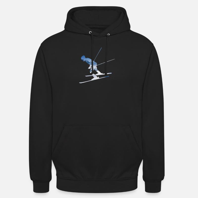Skis de ski - Sweat-shirt à capuche unisexe - noir
