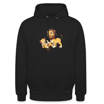 Grand frère Leo - Sweat-shirt à capuche unisexe - noir - Devant - Alina (178cm) & Michal (187cm)