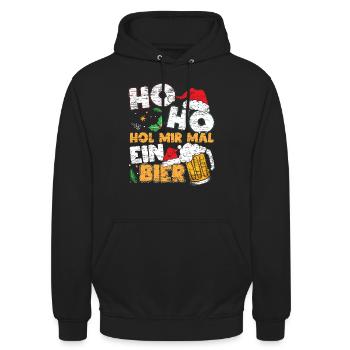 Hol Mir Mal Ein Bier Lustiges Weihnachts - Unisex Hoodie - Schwarz - Vorne - Alina (178cm) & Michal (187cm)