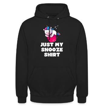 Einhorn Snooze Pyjama Nachthemd - Unisex Hoodie - Schwarz - Vorne - Alina (178cm) & Michal (187cm)