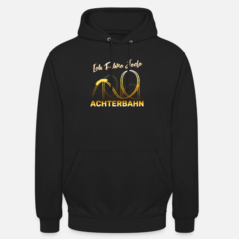 Achterbahn Achterbahnfahrer Freizeitpark Geschenk - Unisex Hoodie - Schwarz