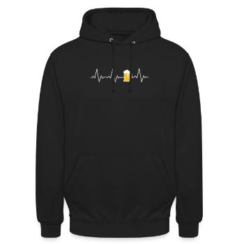 Beer Heartbeat Heartbeat ECG Beer Drinker - Unisex Hoodie - black - Front - Alina (178cm) & Michal (187cm)