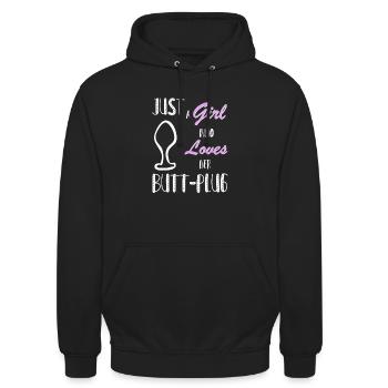 Anal Plug Buttplug Fetisch Dildo Geschenkidee - Unisex Hoodie - Schwarz - Vorne - Alina (178cm) & Michal (187cm)