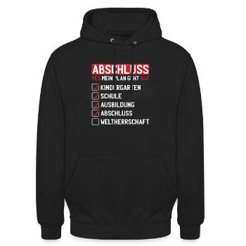 Abschluss Master Bachelor Studium Geschenk Spruch - Unisex Hoodie - Schwarz - Vorne - Alina (178cm) & Michal (187cm)
