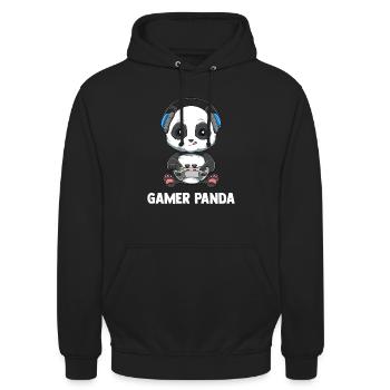 Mignon gamer Panda - Sweat-shirt à capuche unisexe - noir - Devant - Alina (178cm) & Michal (187cm)