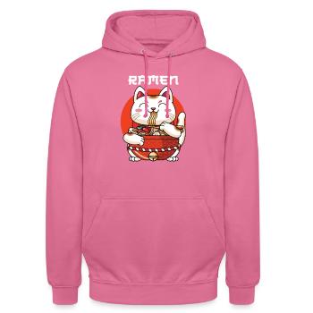 Ramen Maneki Neko - Unisex Hoodie - Pink - Vorne - Alina (178cm) & Michal (187cm)