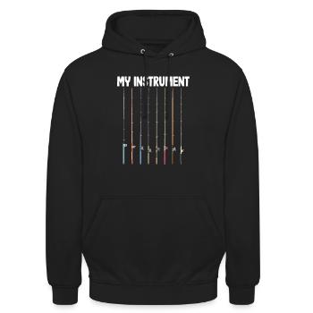 Mein Instrument - Meine Angelrute - Unisex Hoodie - Schwarz - Vorne - Alina (178cm) & Michal (187cm)
