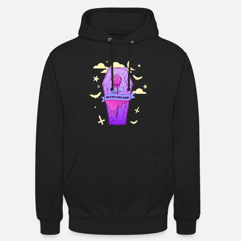 Ragazza del cimitero, Pastel Goth E-Girl Soft Goth - Felpa con cappuccio unisex - nero