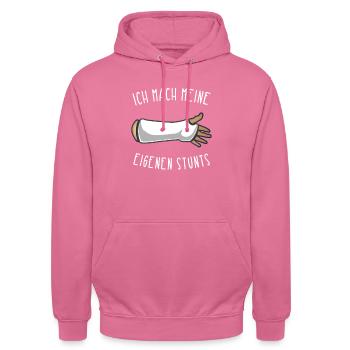 Gipsarm Genesungswünsche Armbruch Arm gebrochen - Unisex Hoodie - Pink - Vorne - Alina (178cm) & Michal (187cm)