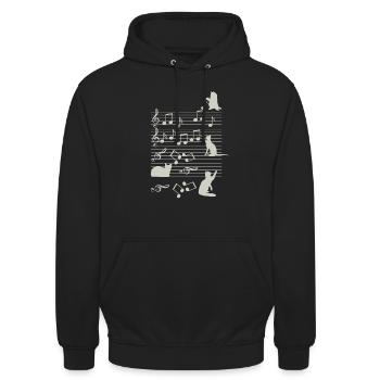 Chatte Musique Note - Sweat-shirt à capuche unisexe - noir - Devant - Alina (178cm) & Michal (187cm)