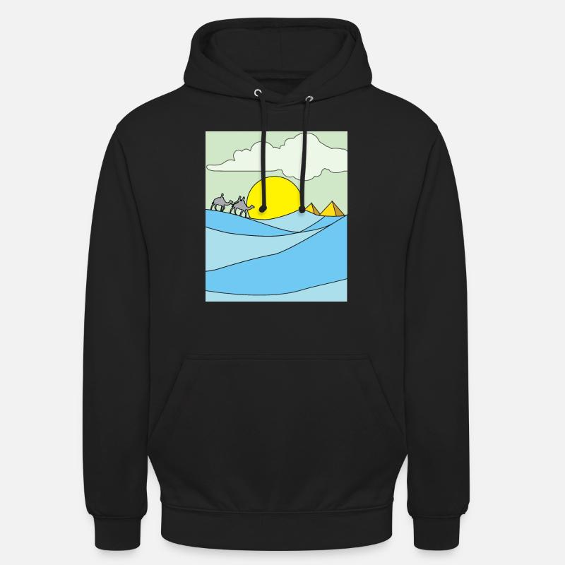 Retro pyramide du désert soleil - Sweat-shirt à capuche unisexe - noir