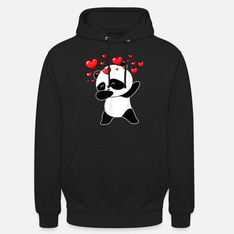 Panda Cool Dabbing Herzen - Unisex Hoodie - Schwarz