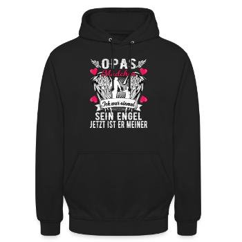 Opas Mädchen Ich War Einmal Sein Engel - Unisex Hoodie - Schwarz - Vorne - Alina (178cm) & Michal (187cm)