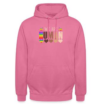 Nous sommes des gens Juneteenth Black Women Pride - Sweat-shirt à capuche unisexe - rose - Devant - Alina (178cm) & Michal (187cm)