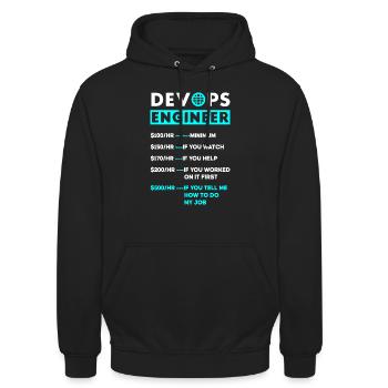 DevOps Ingenieur Cloud Computing Stundensatz - Unisex Hoodie - Schwarz - Vorne - Alina (178cm) & Michal (187cm)