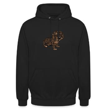 Rauhaardackel Dackel Dachshund | Rauhaardackel - Unisex Hoodie - Schwarz - Vorne - Alina (178cm) & Michal (187cm)