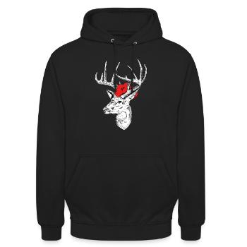 Schwarzwaldliebe Hirsch Bollenhut Schwarzwald - Unisex Hoodie - Schwarz - Vorne - Alina (178cm) & Michal (187cm)