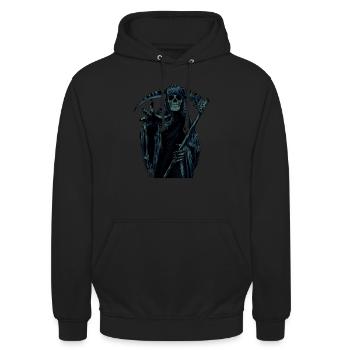 Der Sensenmann - Unisex Hoodie - Schwarz - Vorne - Alina (178cm) & Michal (187cm)