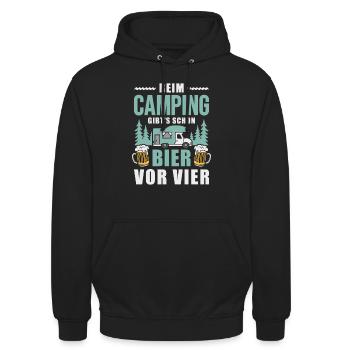 Camping Bier vor vier Wohnmobil Camper - Unisex Hoodie - Schwarz - Vorne - Alina (178cm) & Michal (187cm)
