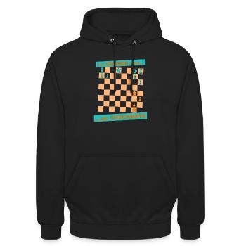 The ORANGE move ... and CHECKMATE - shoulder straps - Unisex Hoodie - black - Front - Alina (178cm) & Michal (187cm)