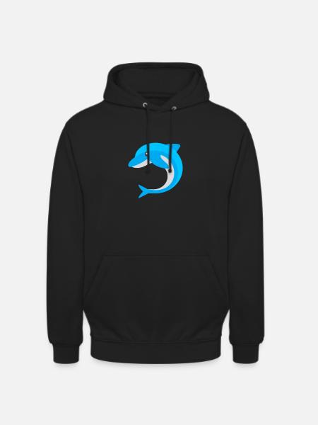 blue dolphin - Unisex Hoodie - black