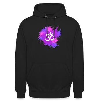 Color blot with Om symbol - Unisex Hoodie - black - Front - Alina (178cm) & Michal (187cm)