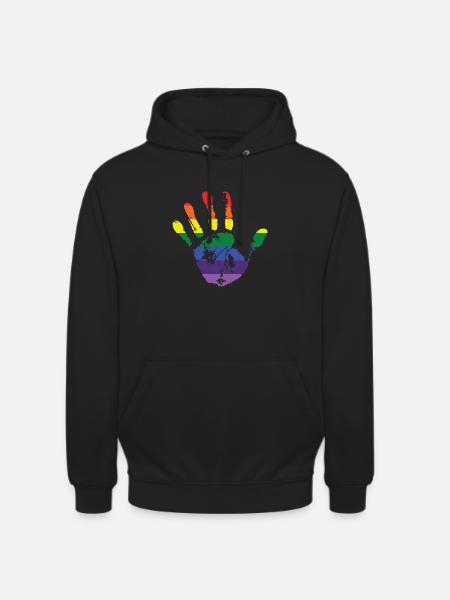 Rainbow hand handprint - Unisex Hoodie - black