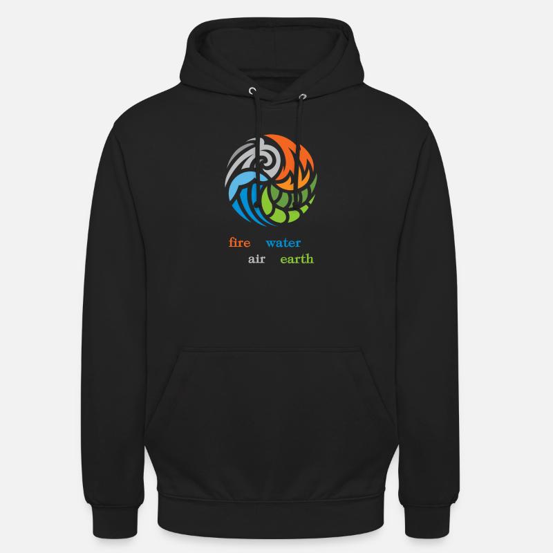 Les quatre éléments. Le feu, l’eau, l’air et la terre - Sweat-shirt à capuche unisexe - noir