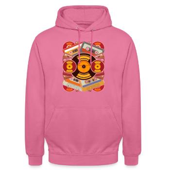 Retro Achtziger Geschenk 80er Jahre Musik Kassette - Unisex Hoodie - Pink - Vorne - Alina (178cm) & Michal (187cm)