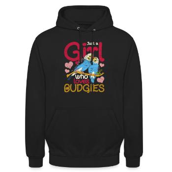 Vogelliebhaber Tier Mädchen Geschenk Wellensittich - Unisex Hoodie - Schwarz - Vorne - Alina (178cm) & Michal (187cm)