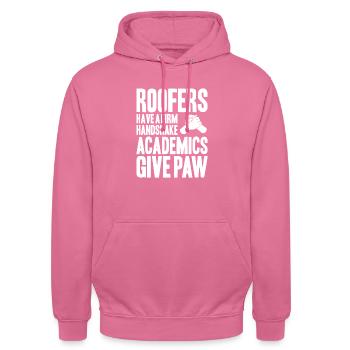 Dachdecker Dachdeckerei Dachdecken Roofer Roofing - Unisex Hoodie - Pink - Vorne - Alina (178cm) & Michal (187cm)