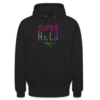 Superhero - Unisex Hoodie - black - Front - Alina (178cm) & Michal (187cm)