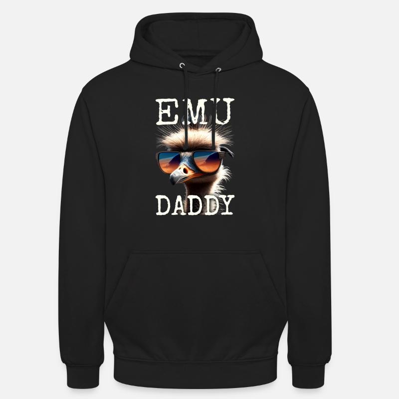 Emu Isä Lintu Strutsi Ratite Isä Isänpäivä Emu - Unisex-huppari - musta
