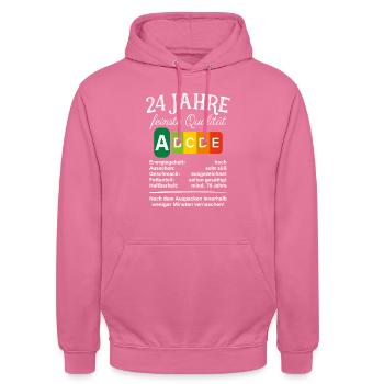 24 Jahre Feinste Qualität Geschenk 24. Geburtstag - Unisex Hoodie - Pink - Vorne - Alina (178cm) & Michal (187cm)