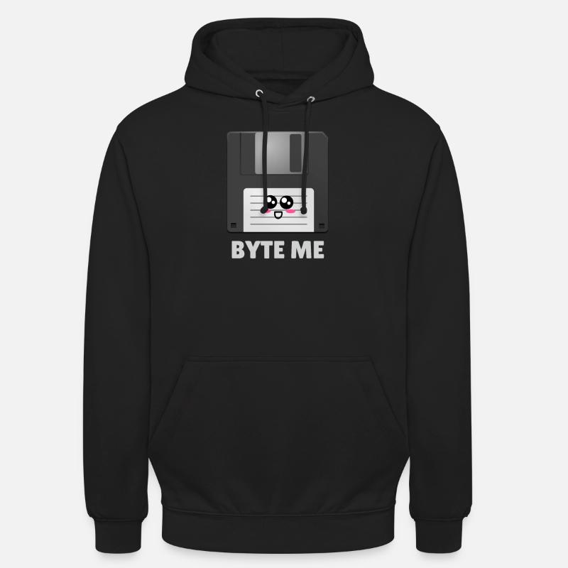 Byte Me Cute Diskette Pun - Unisex Hoodie - black