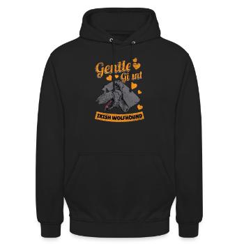 Irischer Wolfshund Herzen - Unisex Hoodie - Schwarz - Vorne - Alina (178cm) & Michal (187cm)