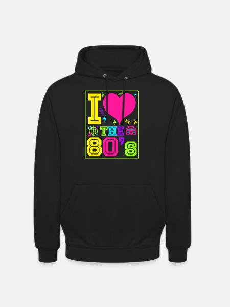 Jeg elsker 80-tallet åttitallet retro - Unisex-hettegenser - svart