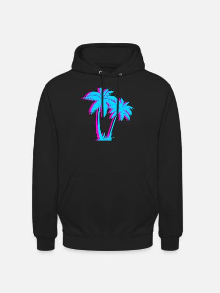 Beach Vaporwave Palm Tree Gift Aesthetic Tropical - Unisex Hoodie - black