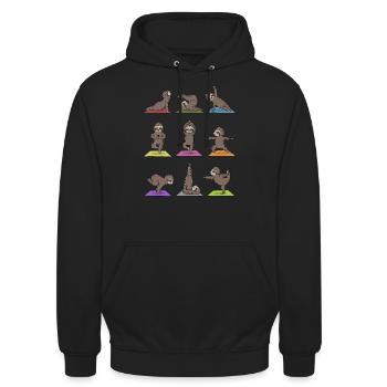 Yoga Faultier Meditation Yogi Namaste Geschenk - Unisex Hoodie - Schwarz - Vorne - Alina (178cm) & Michal (187cm)