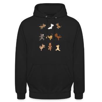 Yoga Pferd Meditation Yogi Namaste Geschenk - Unisex Hoodie - Schwarz - Vorne - Alina (178cm) & Michal (187cm)