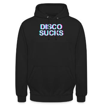 Disco Sucks Glitch Techno Music Shirt - Unisex Hoodie - black - Front - Alina (178cm) & Michal (187cm)