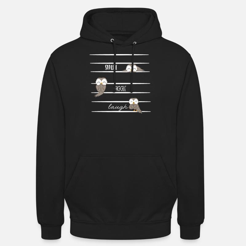Eule - Eulen - Lachen - Spruch - Unisex Hoodie - Schwarz