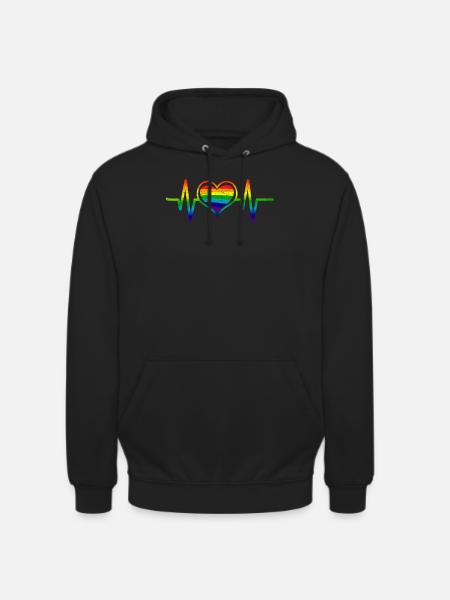 ECG Heartbeat LGBT Frequency - Unisex Hoodie - black