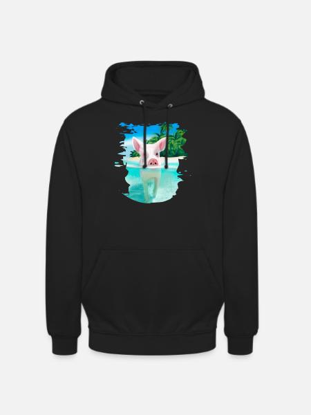 Bahamas Swimming pigs Pig Funny beach - Bluza z kapturem typu unisex - czarny