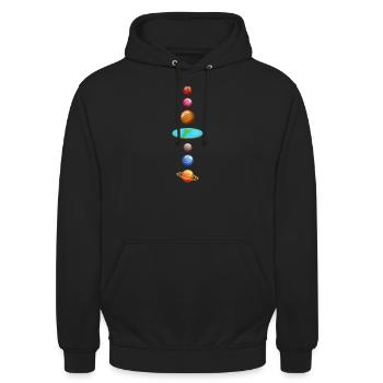 Planète Univers - Sweat-shirt à capuche unisexe - noir - Devant - Alina (178cm) & Michal (187cm)
