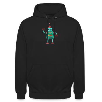 robot - Sweat-shirt à capuche unisexe - noir - Devant - Alina (178cm) & Michal (187cm)